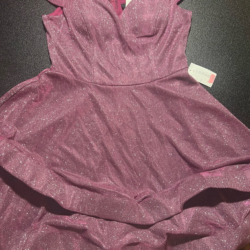 B Darlin Glittery Purple Kids Dress